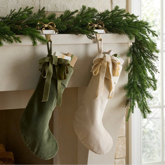 Velvet Bow Stocking Green - Threshold™ designed with Studio McGee - Picture 2 of 3